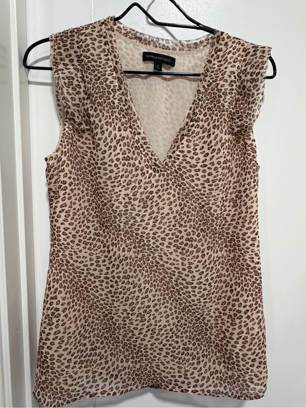 Banana Republic Beige and Brown Leopard Print V-Neck Camisole